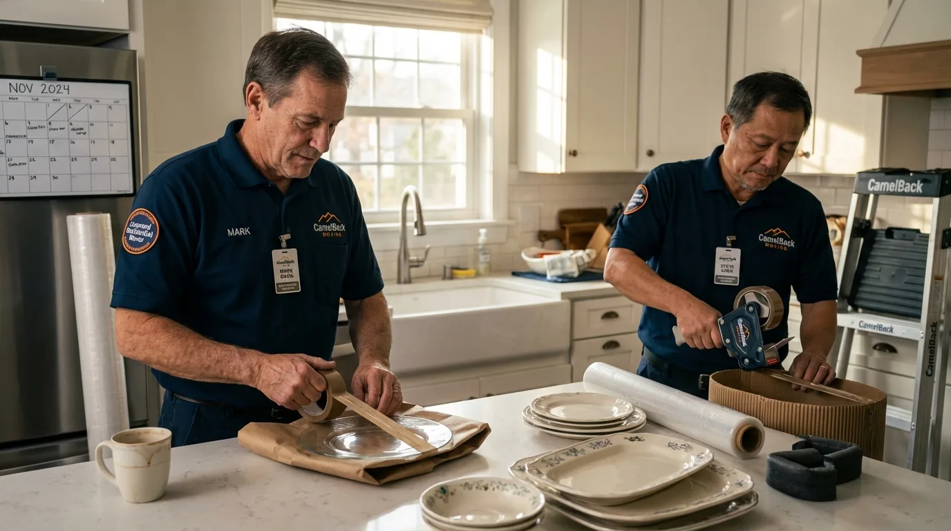 Professional crew packing kitchen dishware in Lykens, PA
